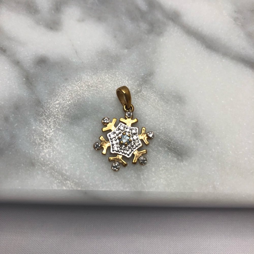 Snowflake Necklace Charm Gold and Silver